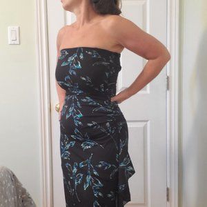 Black & Teal Sequence Strapless Dress
